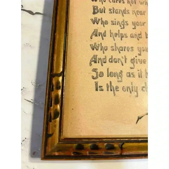 Antique friendship poem frame print | 1920s wall decoration - Picture 2 of 10